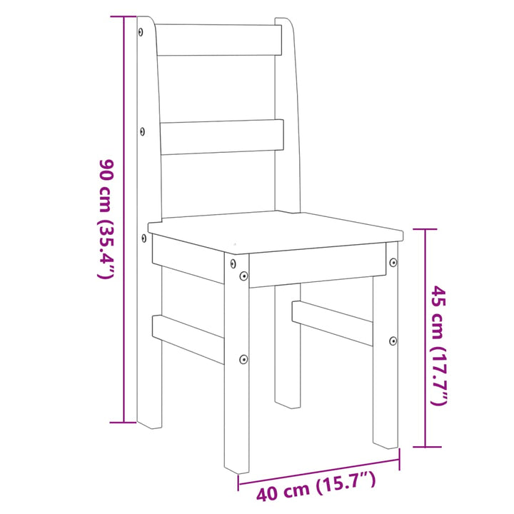 spisebordsstole 2 stk. Panama 40x46x90 cm massivt fyrretræ