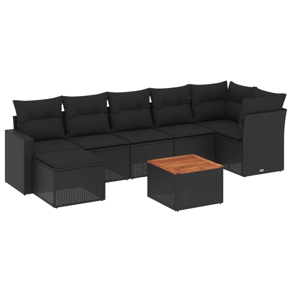 sofasæt til haven 8 dele med hynder polyrattan sort