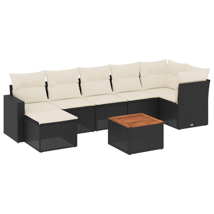 sofasæt til haven 8 dele med hynder polyrattan sort