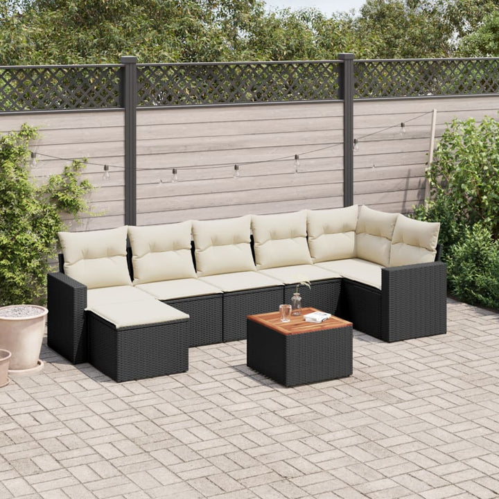 sofasæt til haven 8 dele med hynder polyrattan sort