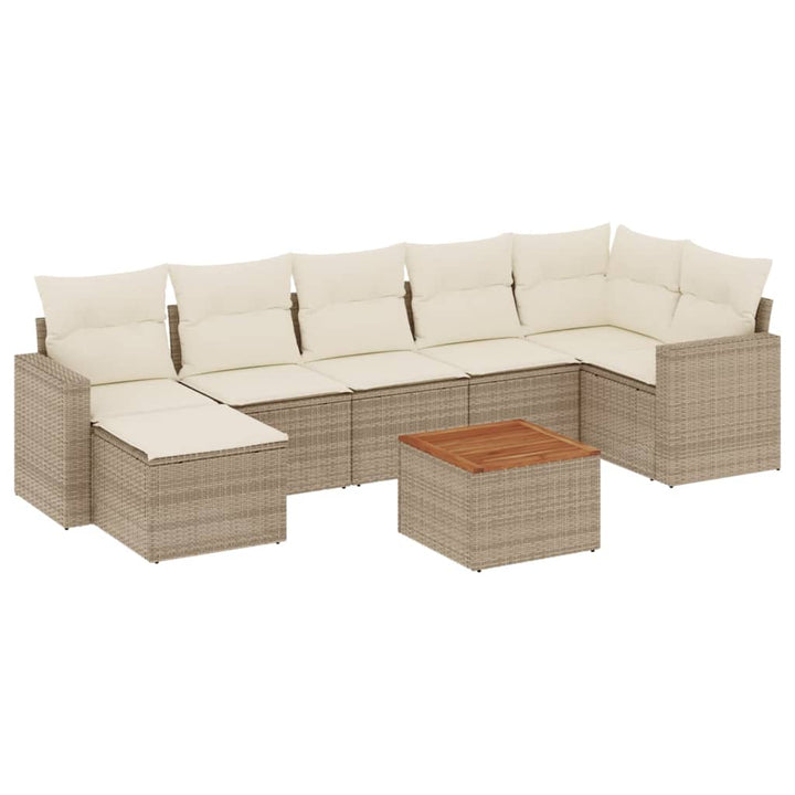 sofasæt til haven 8 dele med hynder polyrattan beige
