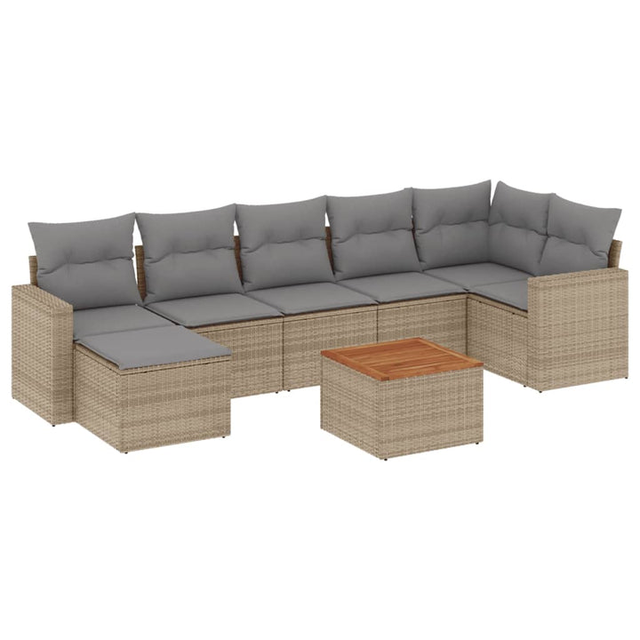 sofasæt til haven 8 dele med hynder polyrattan beige