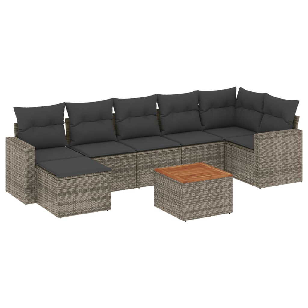 sofasæt til haven 8 dele med hynder polyrattan grå