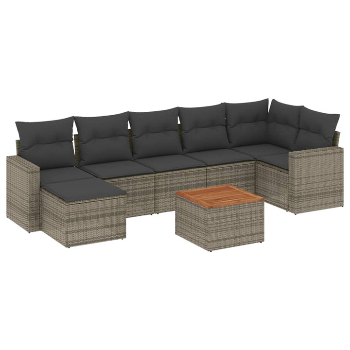 sofasæt til haven 8 dele med hynder polyrattan grå