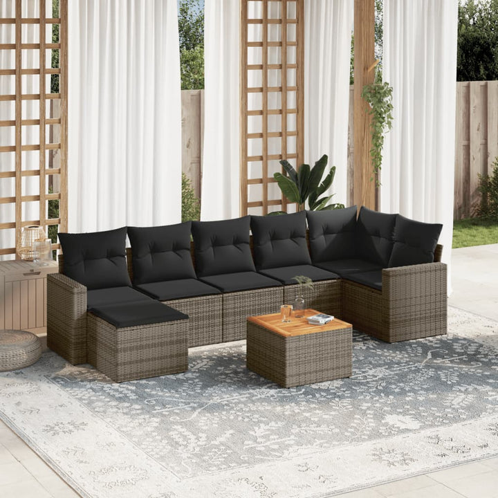 sofasæt til haven 8 dele med hynder polyrattan grå