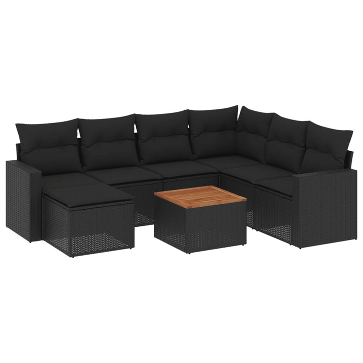 sofasæt til haven 8 dele med hynder polyrattan sort