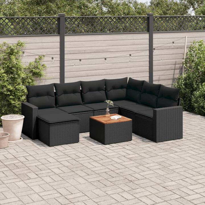 sofasæt til haven 8 dele med hynder polyrattan sort