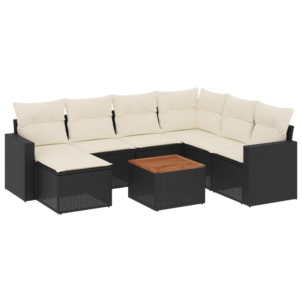 sofasæt til haven 8 dele med hynder polyrattan sort