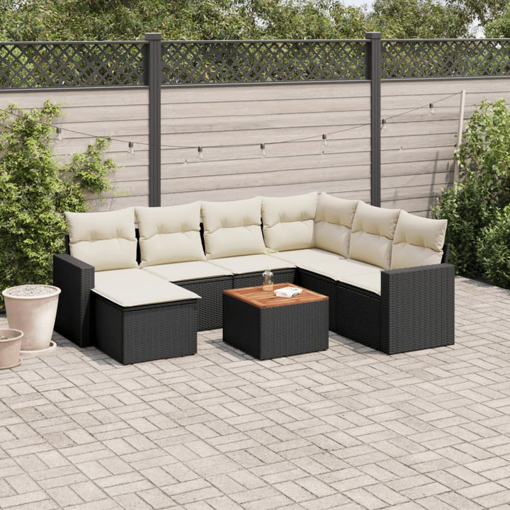 sofasæt til haven 8 dele med hynder polyrattan sort