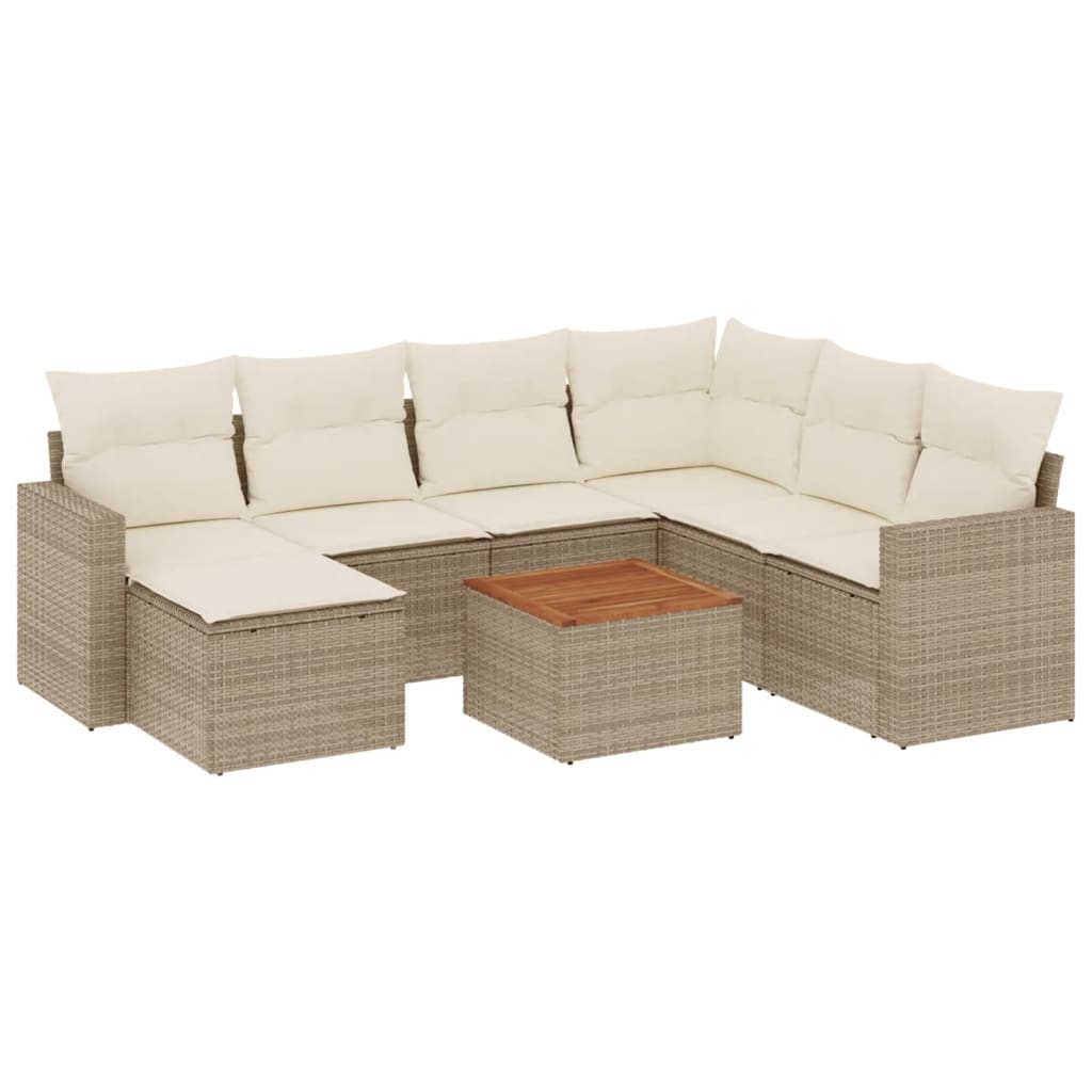 sofasæt til haven 8 dele med hynder polyrattan beige