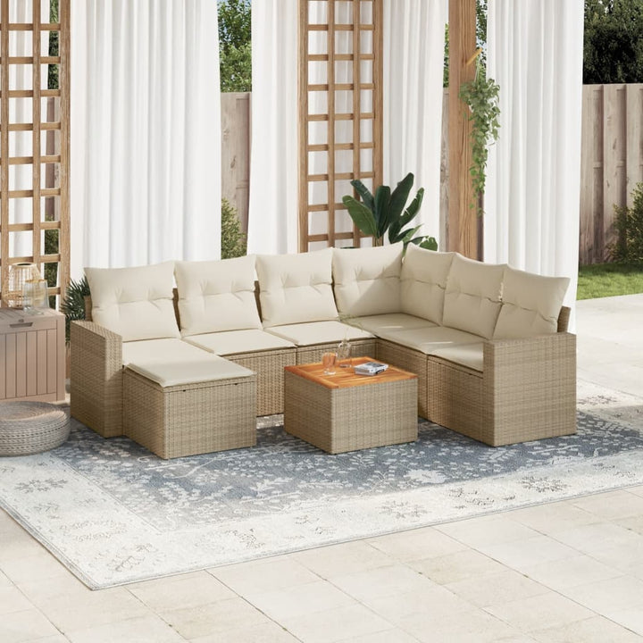 sofasæt til haven 8 dele med hynder polyrattan beige