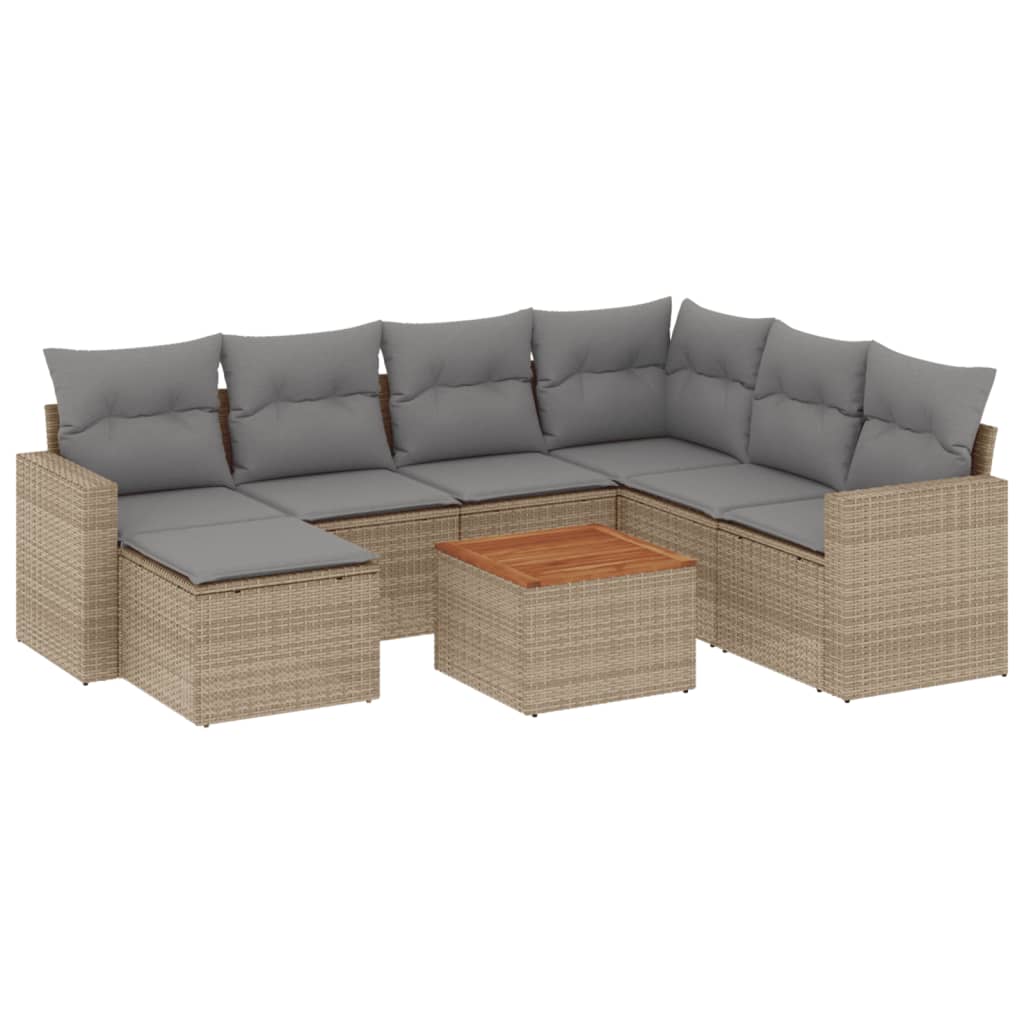 sofasæt til haven 8 dele med hynder polyrattan beige