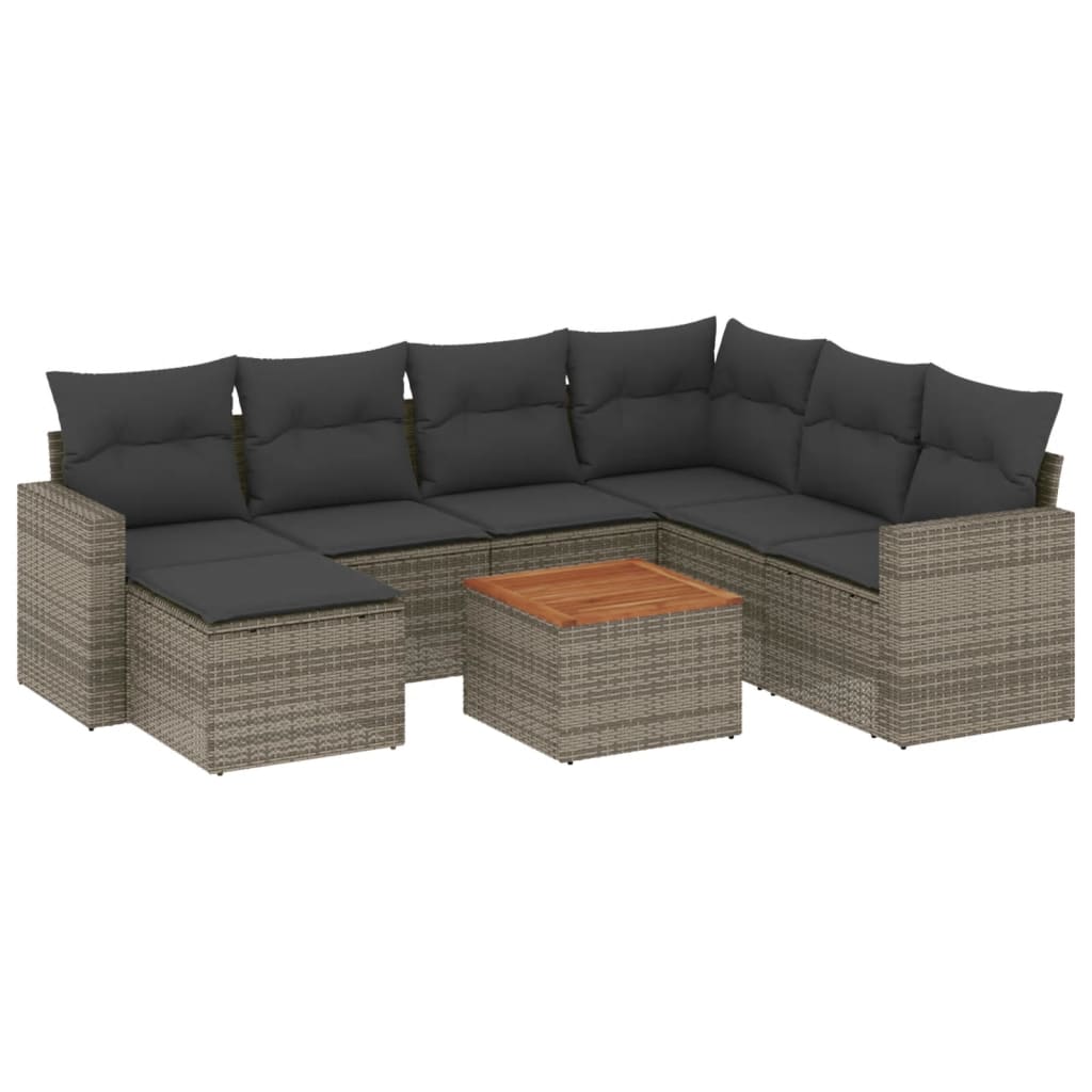 sofasæt til haven 8 dele med hynder polyrattan grå