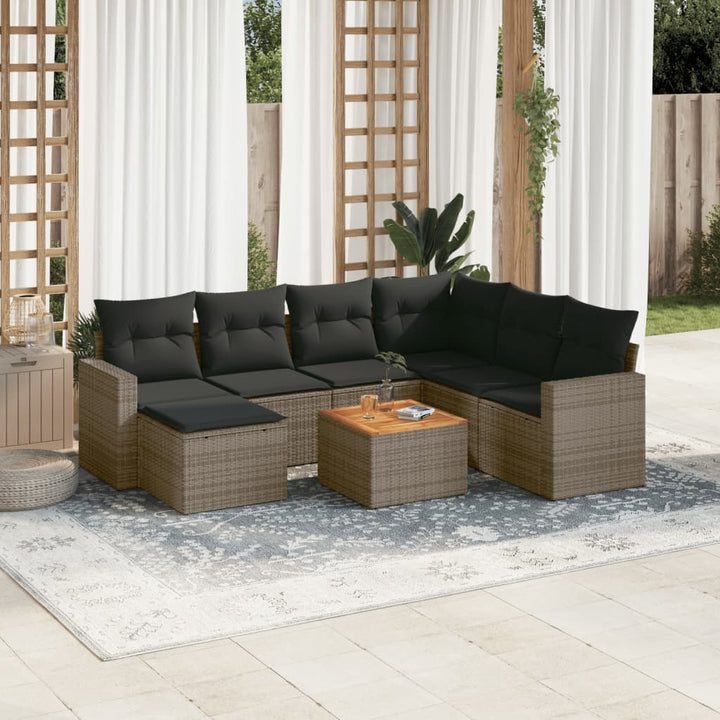 sofasæt til haven 8 dele med hynder polyrattan grå