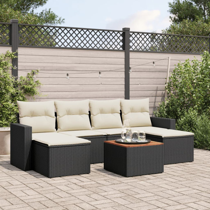 sofasæt til haven 7 dele med hynder polyrattan sort