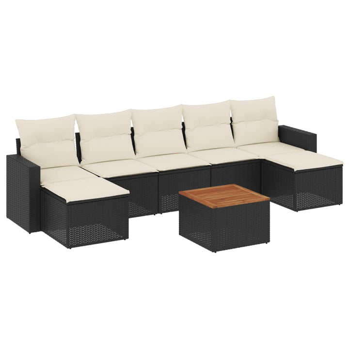 sofasæt til haven 8 dele med hynder polyrattan sort