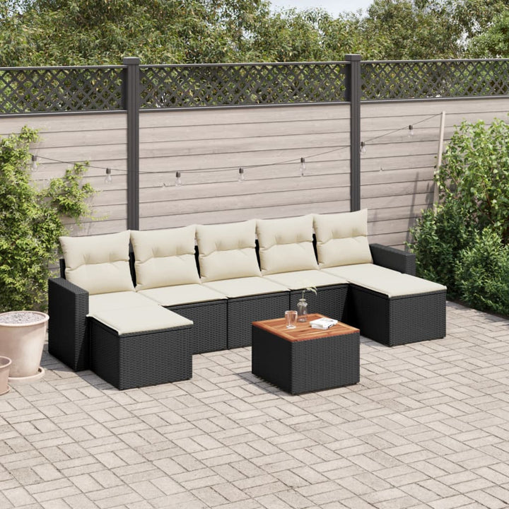 sofasæt til haven 8 dele med hynder polyrattan sort