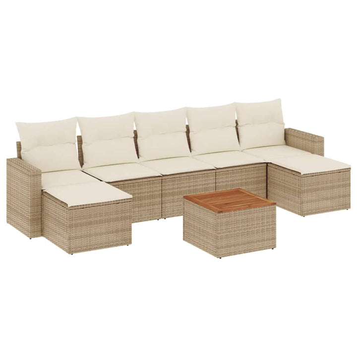 sofasæt til haven 8 dele med hynder polyrattan beige