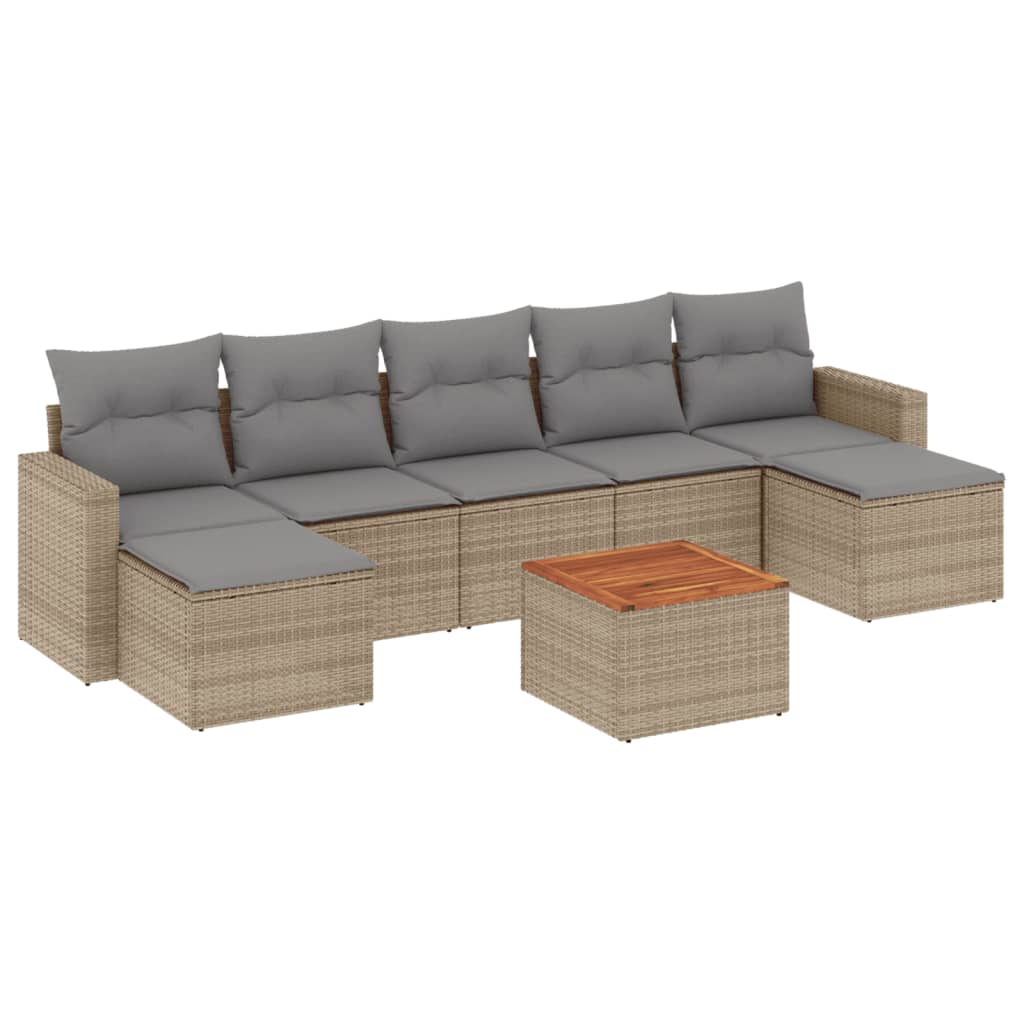 sofasæt til haven 8 dele med hynder polyrattan beige