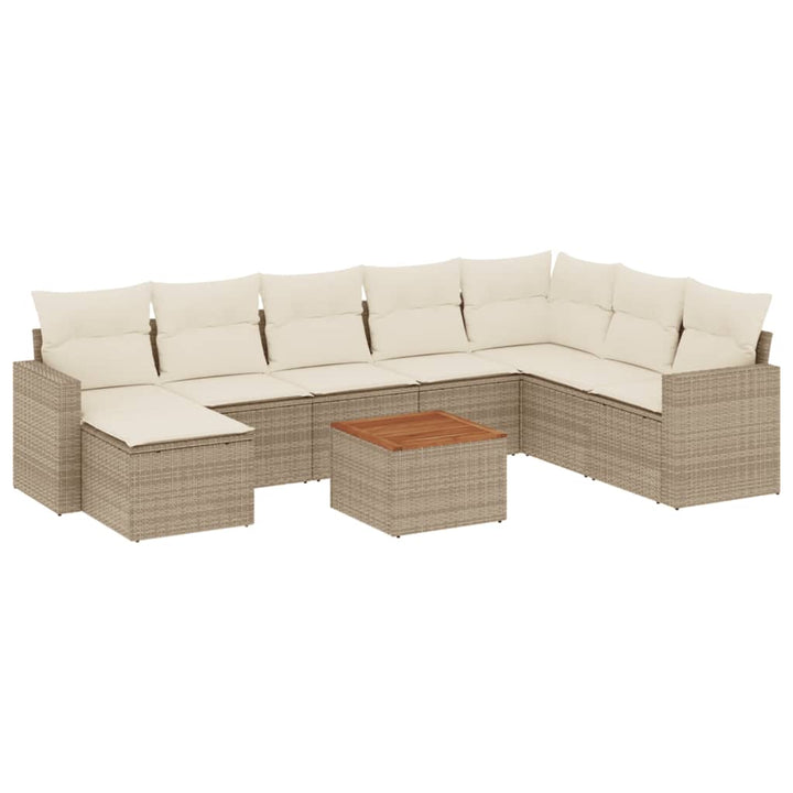 sofasæt til haven 9 dele med hynder polyrattan beige