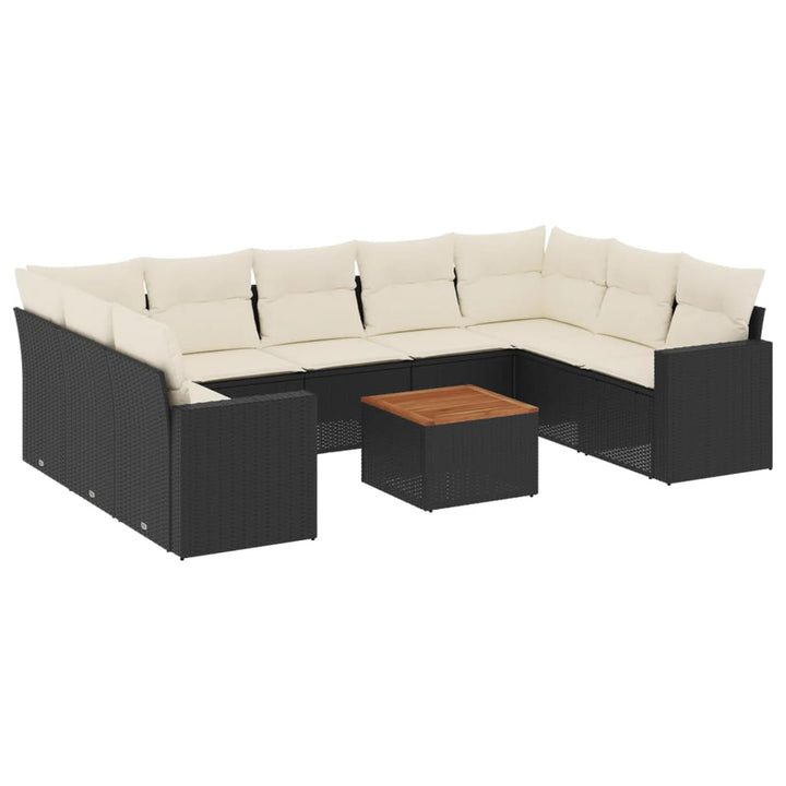 sofasæt til haven 10 dele med hynder polyrattan sort