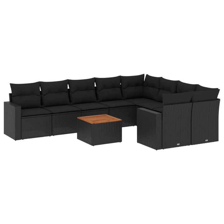 sofasæt til haven 10 dele med hynder polyrattan sort