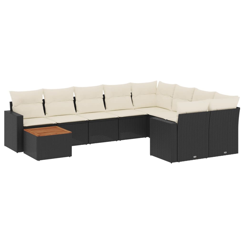 sofasæt til haven 10 dele med hynder polyrattan sort