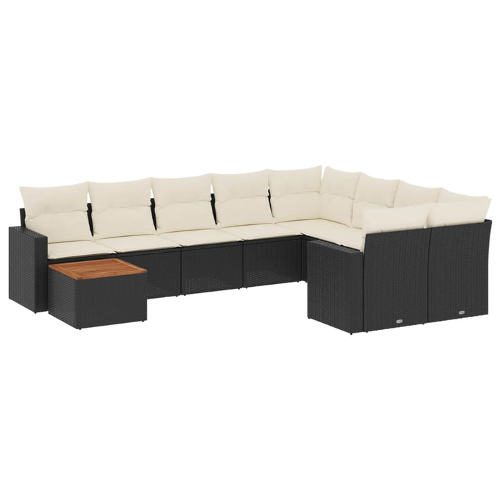 sofasæt til haven 10 dele med hynder polyrattan sort
