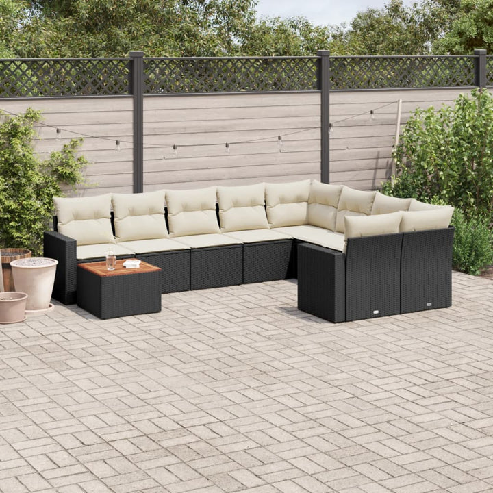sofasæt til haven 10 dele med hynder polyrattan sort