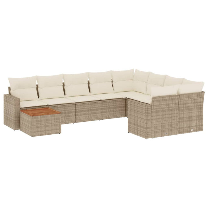 sofasæt til haven 10 dele med hynder polyrattan beige