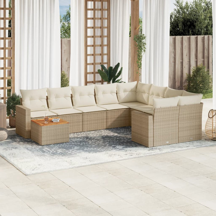 sofasæt til haven 10 dele med hynder polyrattan beige