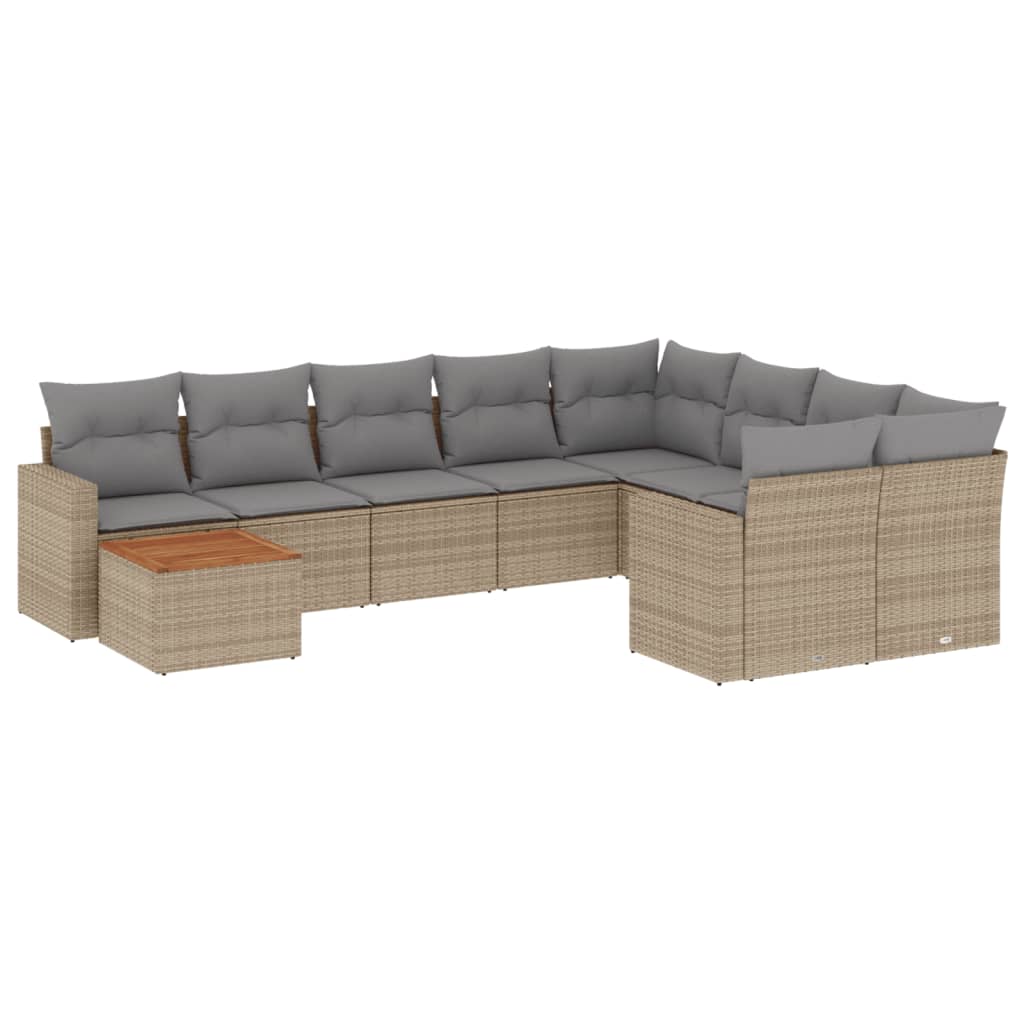 sofasæt til haven 10 dele med hynder polyrattan beige
