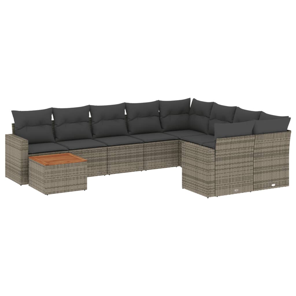 sofasæt til haven 10 dele med hynder polyrattan grå