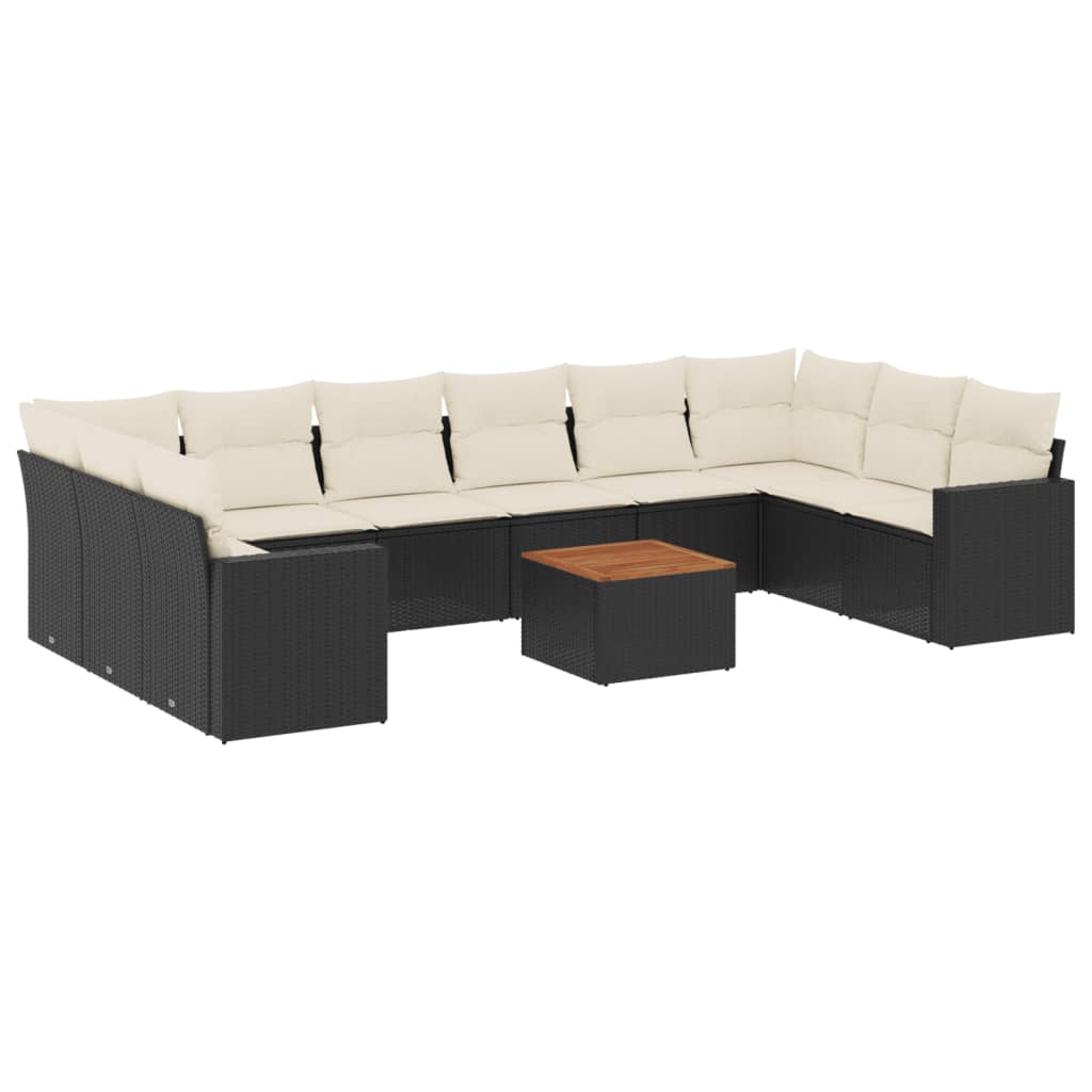 sofasæt til haven 11 dele med hynder polyrattan sort
