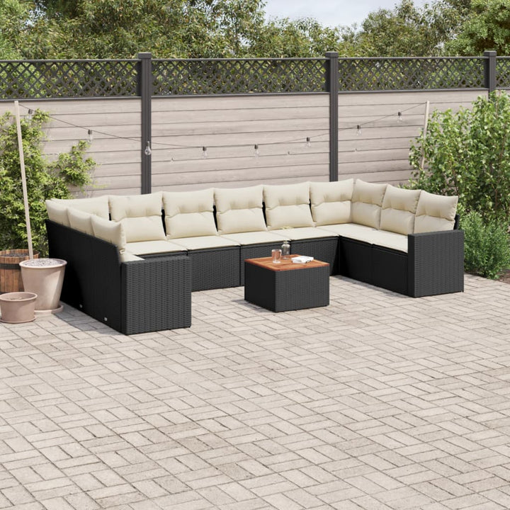 sofasæt til haven 11 dele med hynder polyrattan sort