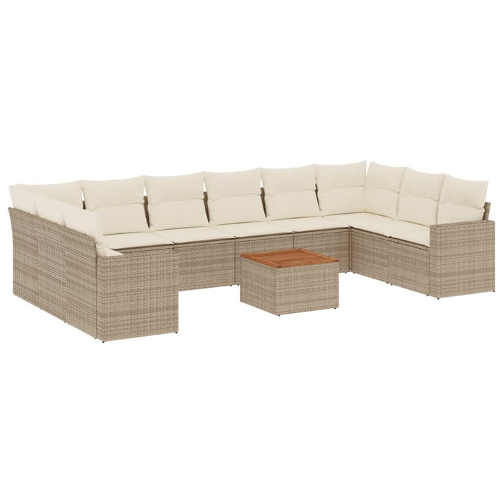 sofasæt til haven 11 dele med hynder polyrattan beige