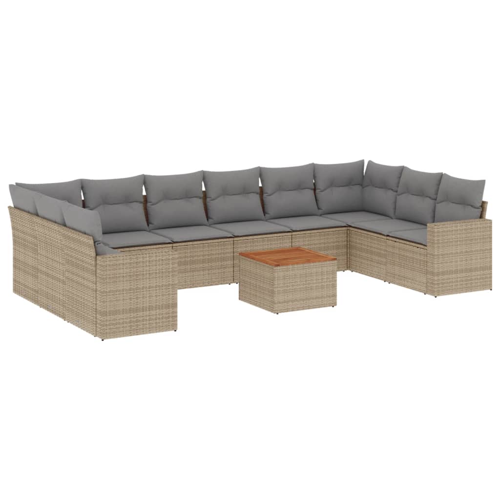 sofasæt til haven 11 dele med hynder polyrattan beige