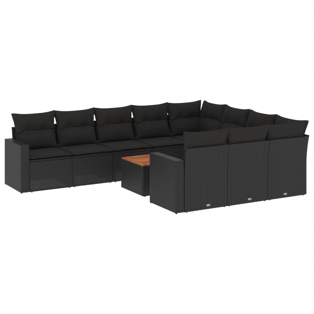 sofasæt til haven 11 dele med hynder polyrattan sort