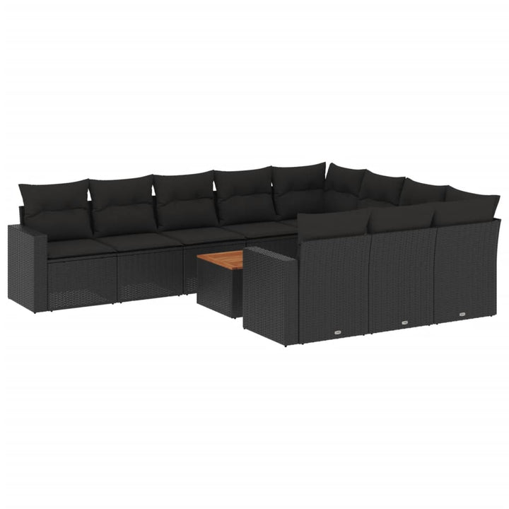 sofasæt til haven 11 dele med hynder polyrattan sort