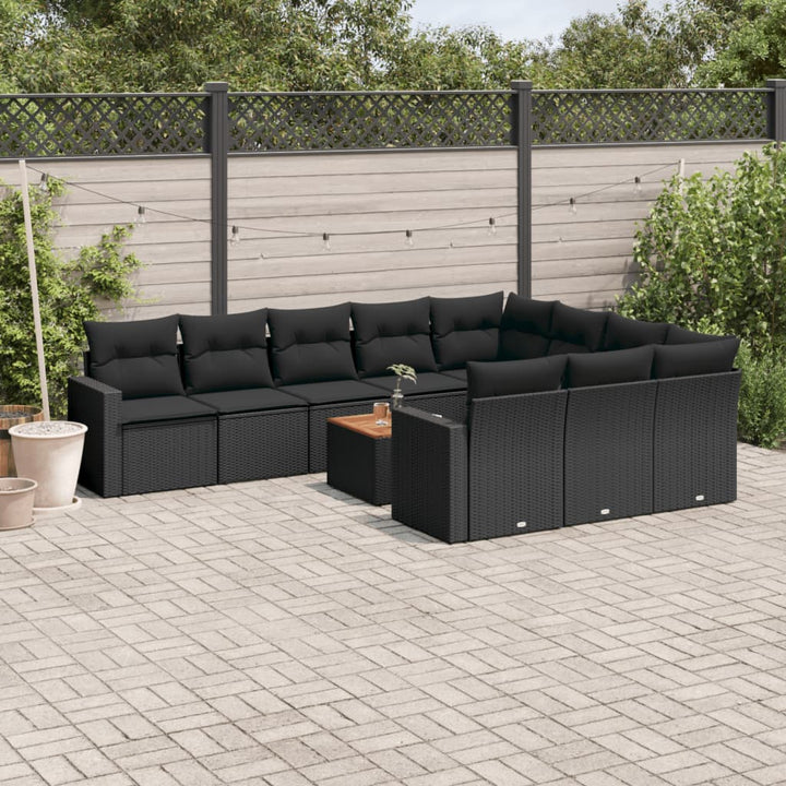 sofasæt til haven 11 dele med hynder polyrattan sort