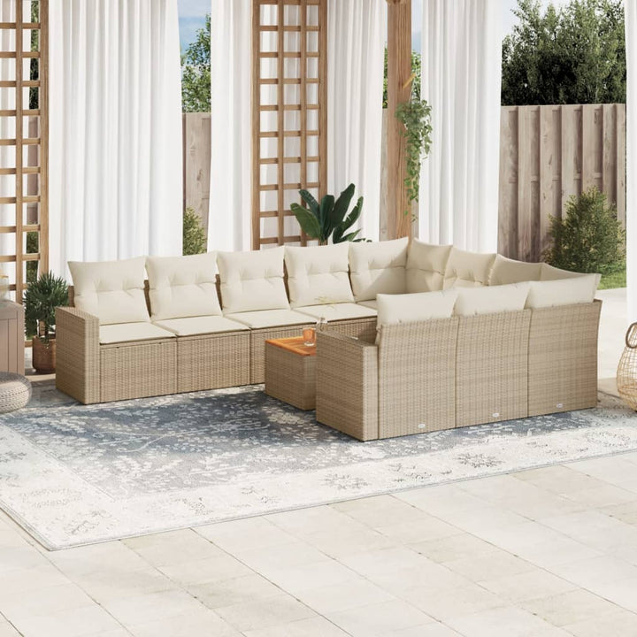 sofasæt til haven 11 dele med hynder polyrattan beige
