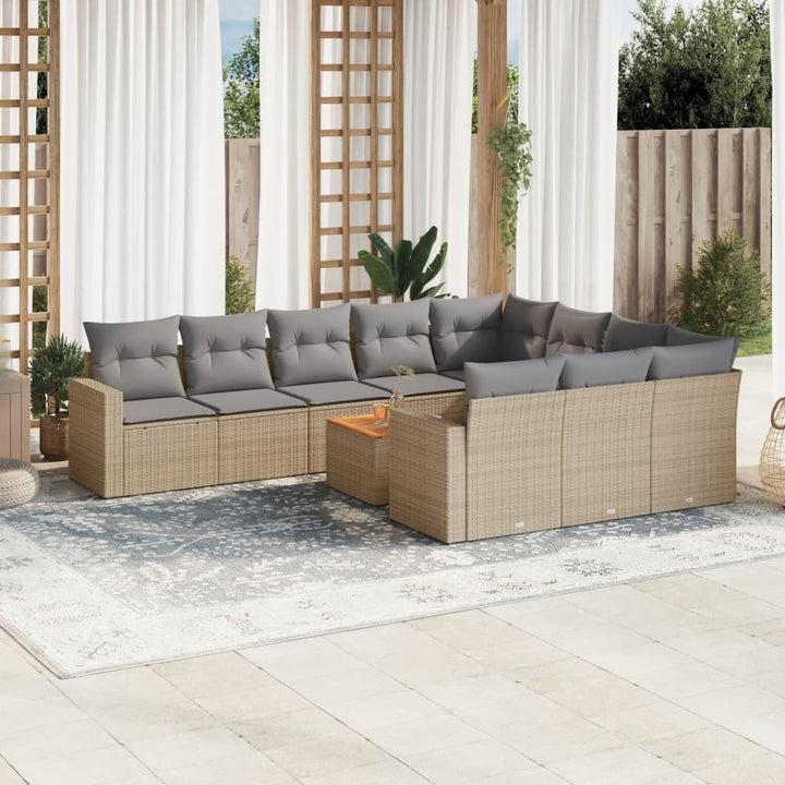 sofasæt til haven 11 dele med hynder polyrattan beige