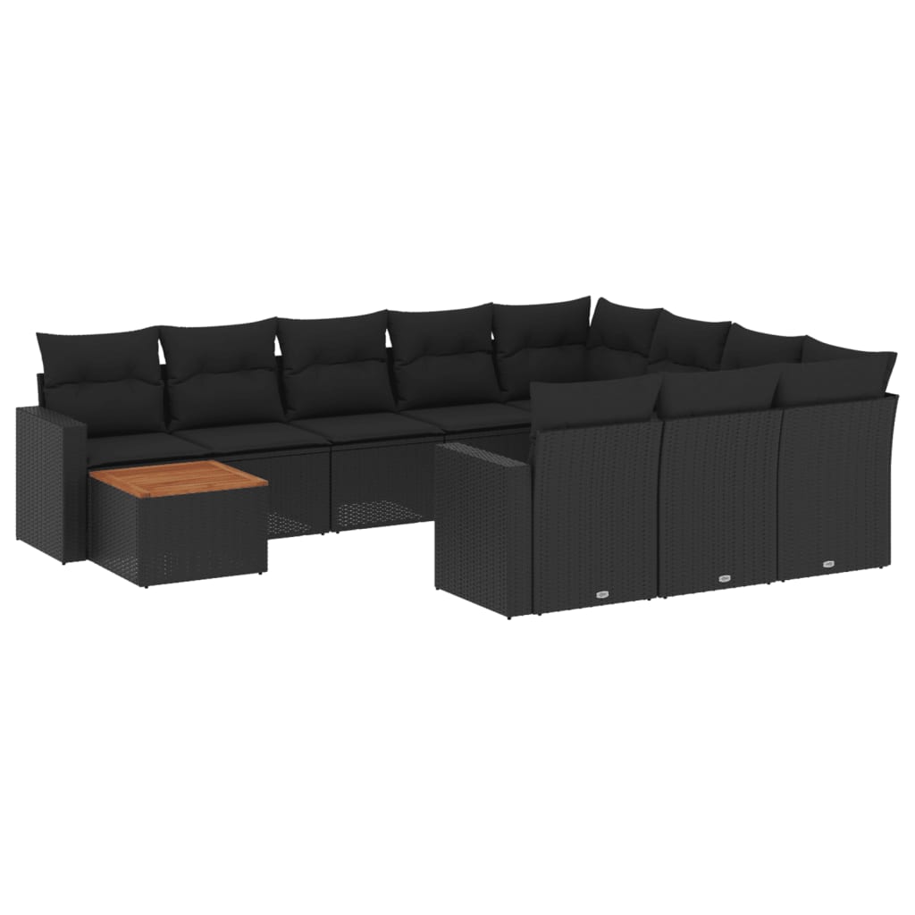 sofasæt til haven 11 dele med hynder polyrattan sort