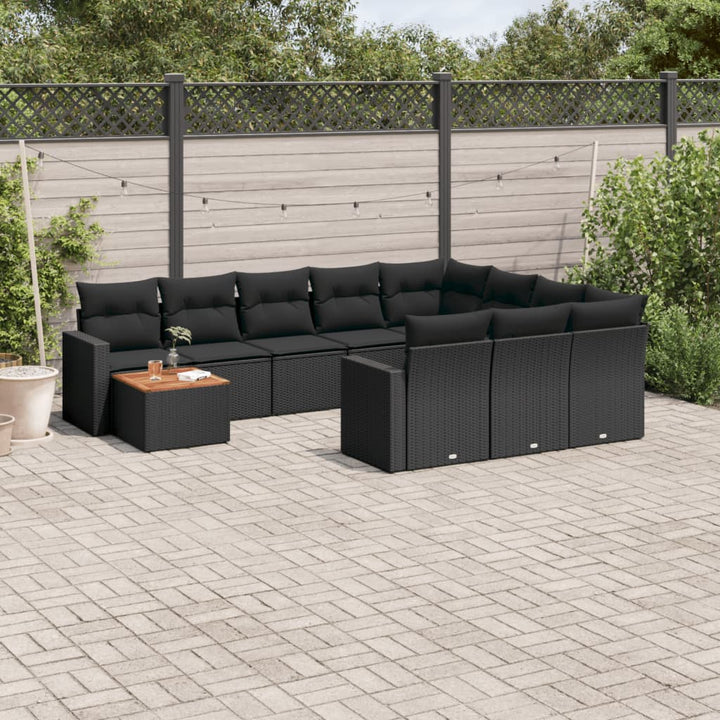 sofasæt til haven 11 dele med hynder polyrattan sort