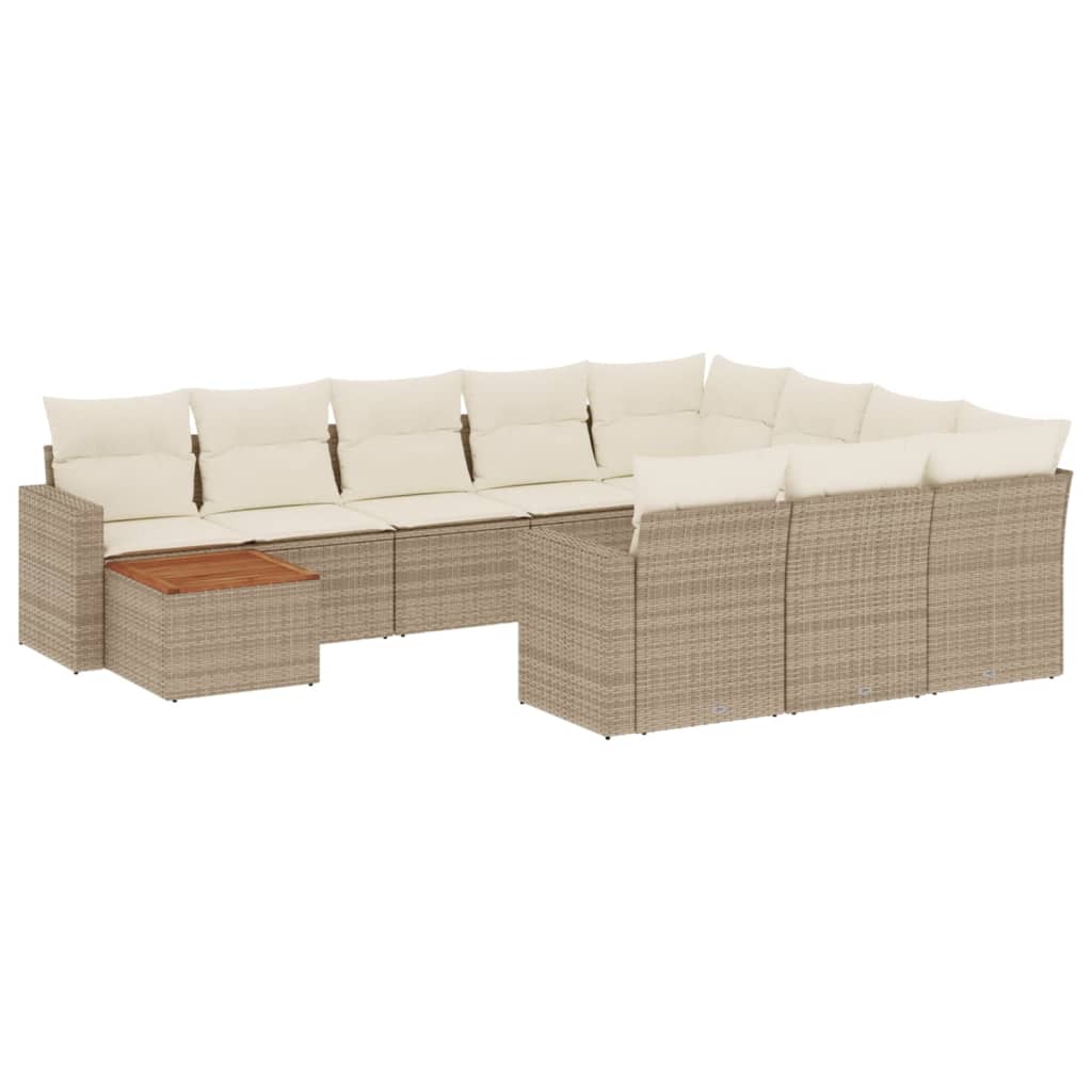 sofasæt til haven 11 dele med hynder polyrattan beige