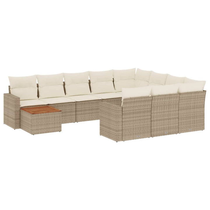sofasæt til haven 11 dele med hynder polyrattan beige