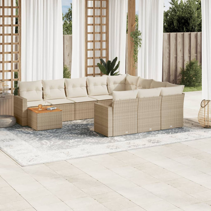 sofasæt til haven 11 dele med hynder polyrattan beige