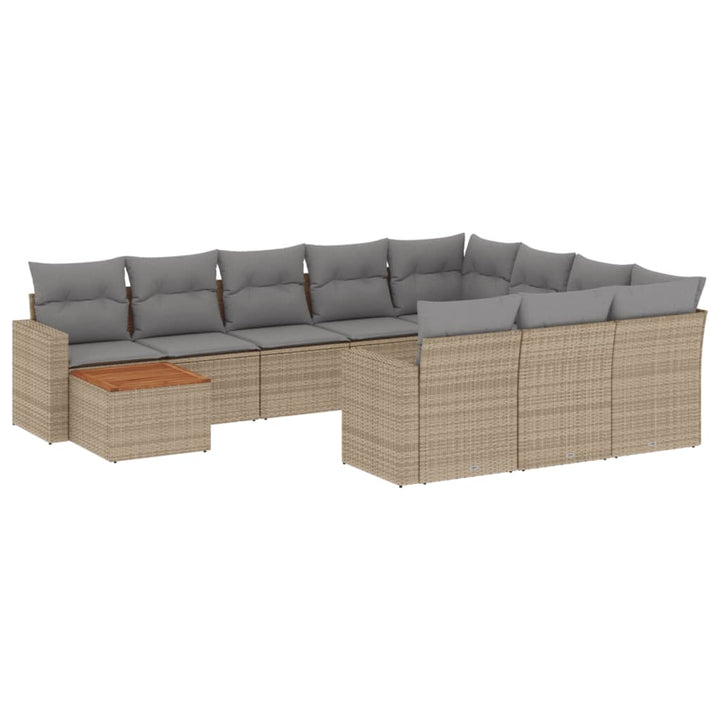 sofasæt til haven 11 dele med hynder polyrattan beige