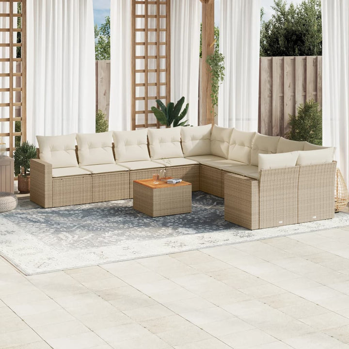 sofasæt til haven 11 dele med hynder polyrattan beige