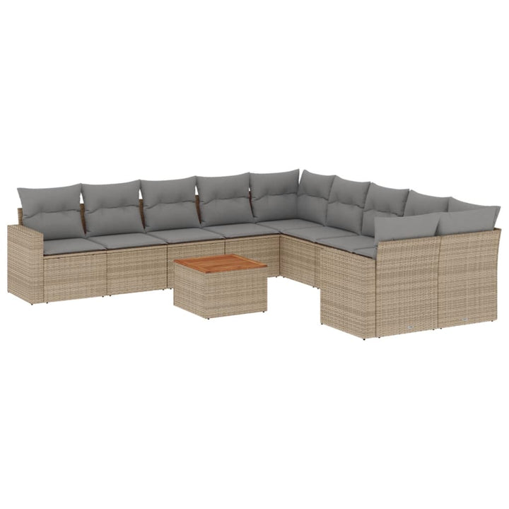 sofasæt til haven 11 dele med hynder polyrattan beige